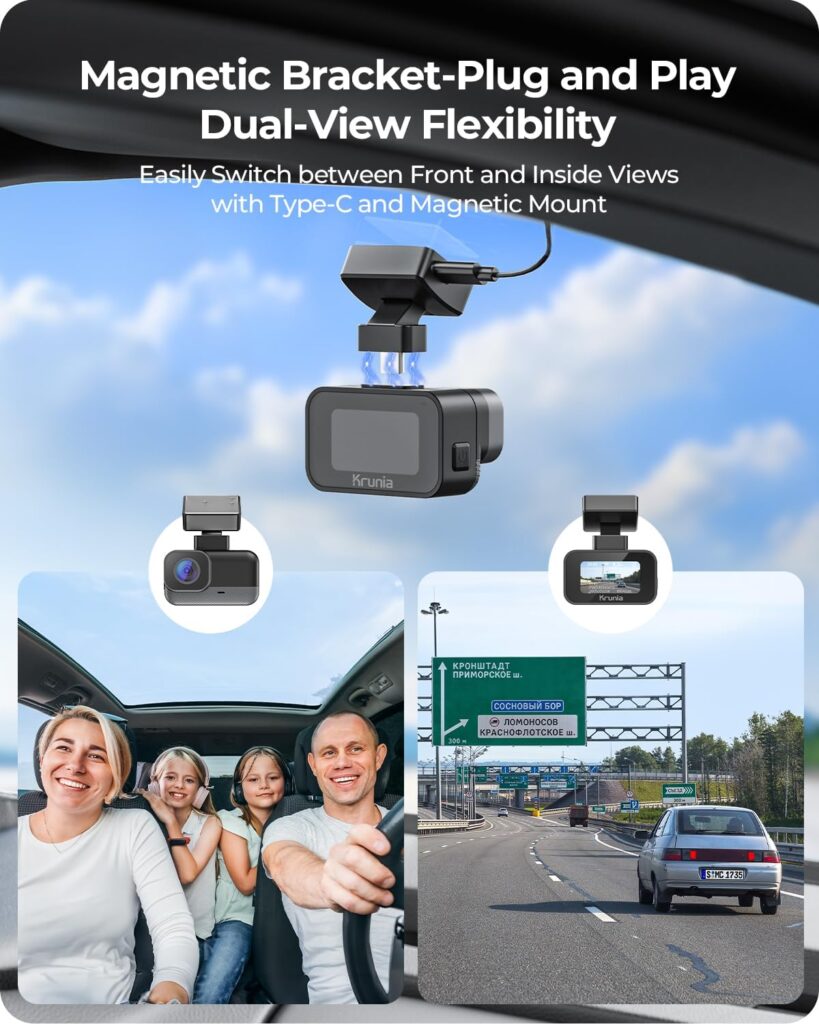 2K WiFi Mini Dash Cam Car, Front Camera with App, CPL Support, External GPS, WDR Night Vision, Hours Parking Monitoring, Magnetic Holder, Super Capacitor, 170° Wide Angle Camera