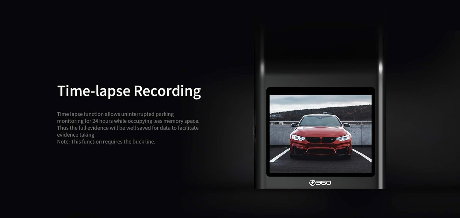 360 G300H HD Video Cam Recorder Dash Cam, Black