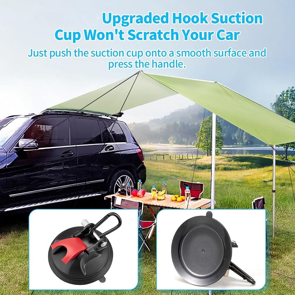 4 Pack Heavy Duty Suction Cup Hooks for Camping, Car, RV, Camping Suction Cup Hooks