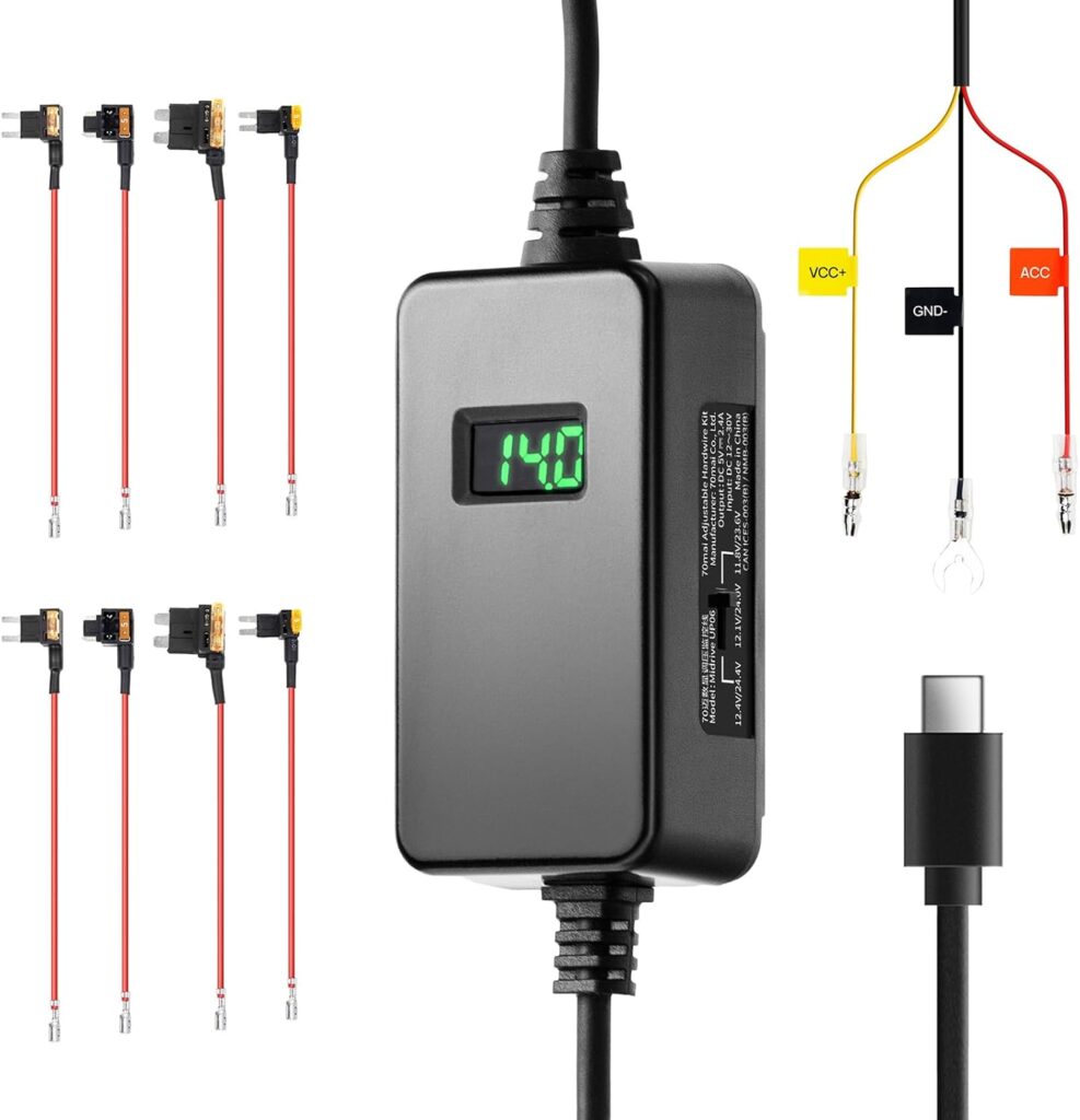 70mai A800SE Dash Cam Car Front Rear 4K UHD  Adjustable Hardwire Kit UP06