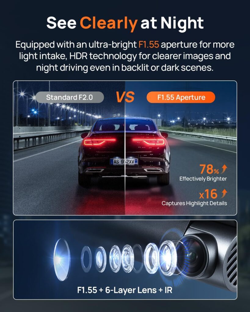 70mai A800SE Dash Cam Car Front Rear 4K UHD+1080P  UP03