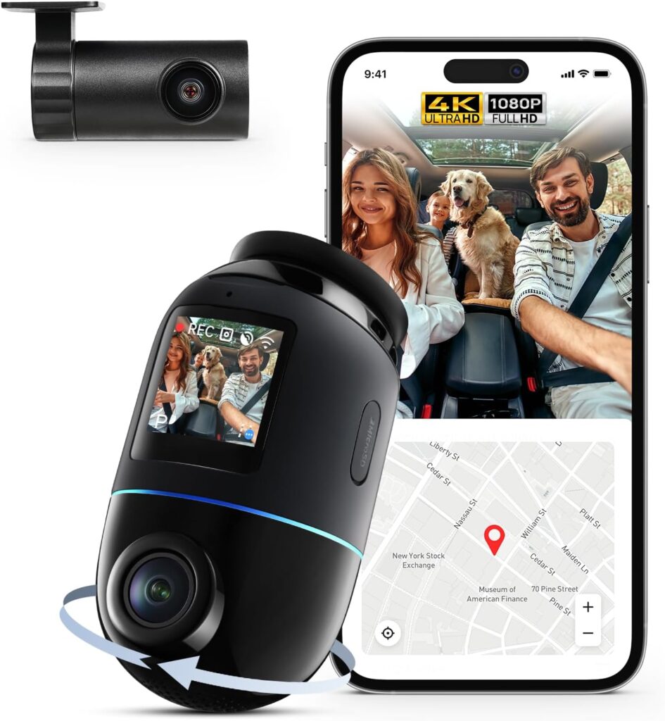 70mai Dash Cam 4K Omni, Front and Rear Dash Cam 4K+1080P Dual-Channel 360° Rotating Dashcam  UP04