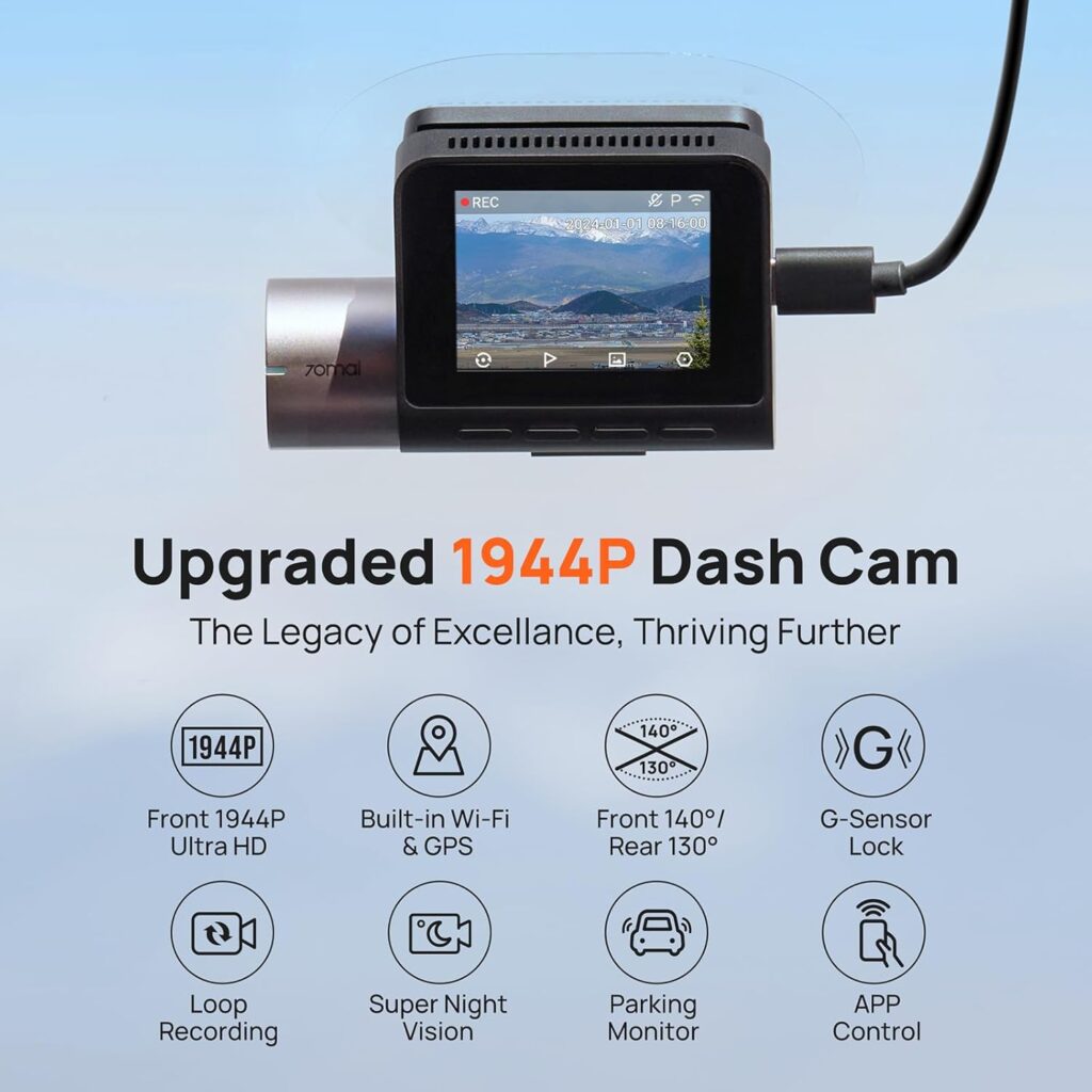 70mai Dash Cam A510 1944P+1080P Front and Rear  UP04