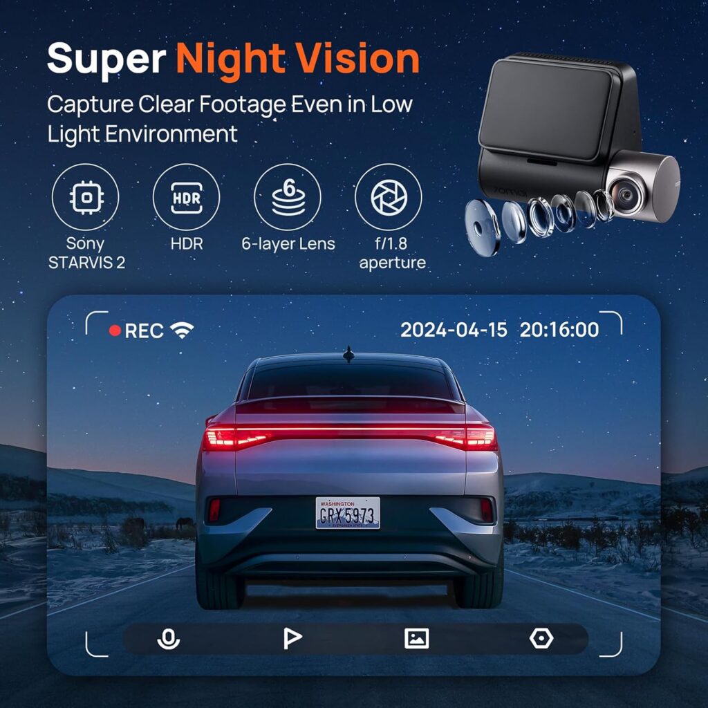 70mai Dash Cam A510 1944P+1080P Front and Rear  UP04