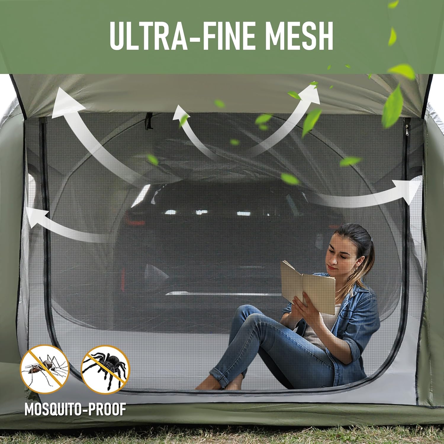 Alpen Outdoor Car Hatchback Tent Waterproof Windproof Tailgate Extension with Awning Shade for 4-6 Persons Outdoor Camping Gatherings Universal Fit Most SUV/Van/MPV/CUV