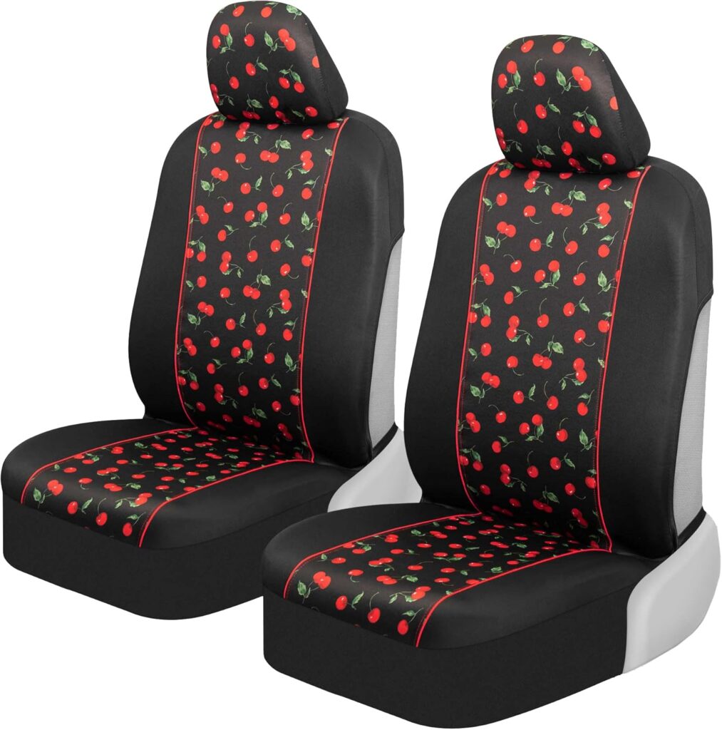 BDK Floral Theme Fresh-Protect Sideless All Protection Universal Auto Cars Front Seat Covers - Piece Midnight Blue