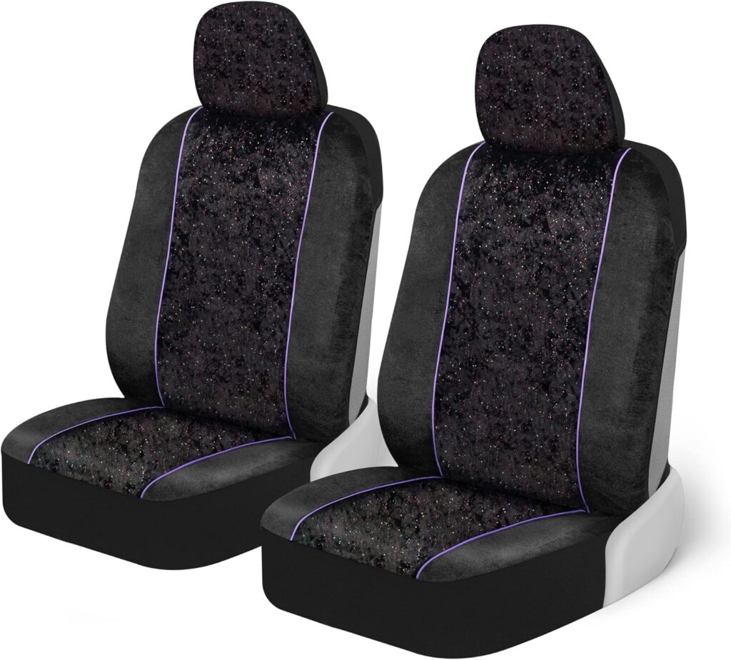 BDK Floral Theme Fresh-Protect Sideless All Protection Universal Auto Cars Front Seat Covers - Piece Midnight Blue