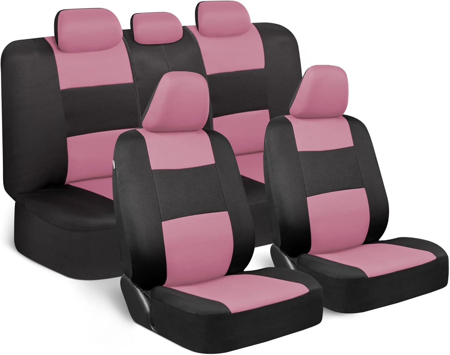 BDK PolyPro Car Seat Covers Full Set in Green on Black, Front and Rear Split Bench Seat Covers for Cars, Easy to Install Car Seats Cover Set and Accessories for Auto Trucks Van SUV – Green