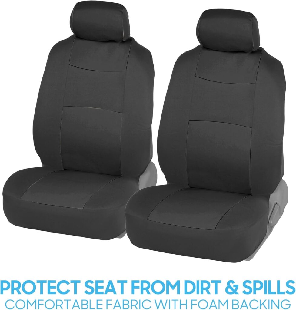BDK PolyPro Car Seat Covers Full Set in Solid Charcoal – Front and Rear Split Bench Seat Covers for Cars, Easy to Install, Accessories for Auto Trucks Van SUV