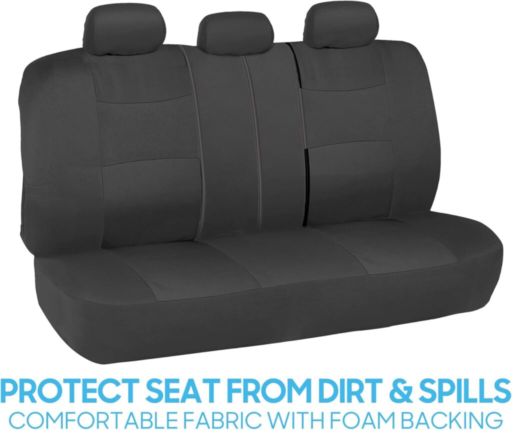 BDK PolyPro Car Seat Covers Full Set in Solid Charcoal – Front and Rear Split Bench Seat Covers for Cars, Easy to Install, Accessories for Auto Trucks Van SUV
