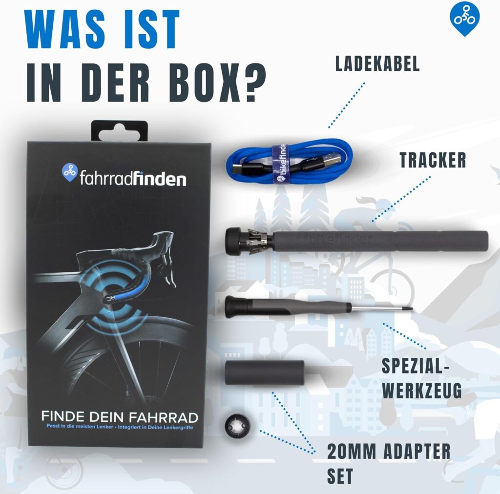 BikeFinder GPS Bicycle Tracker, Hidden in The Handlebar, Bicycle Tracker, Anti-Theft, Anti-Theft, SIM Card Including - Subscription Required