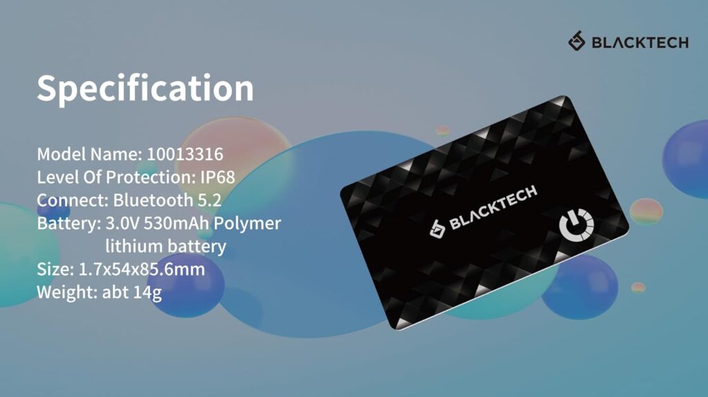 BLACKTECH Smart Card, Ultra-Thin Tracker Card with Lost Mode, IP68 Waterproof, Compatible with Find My App for iOS (Pack of 2)