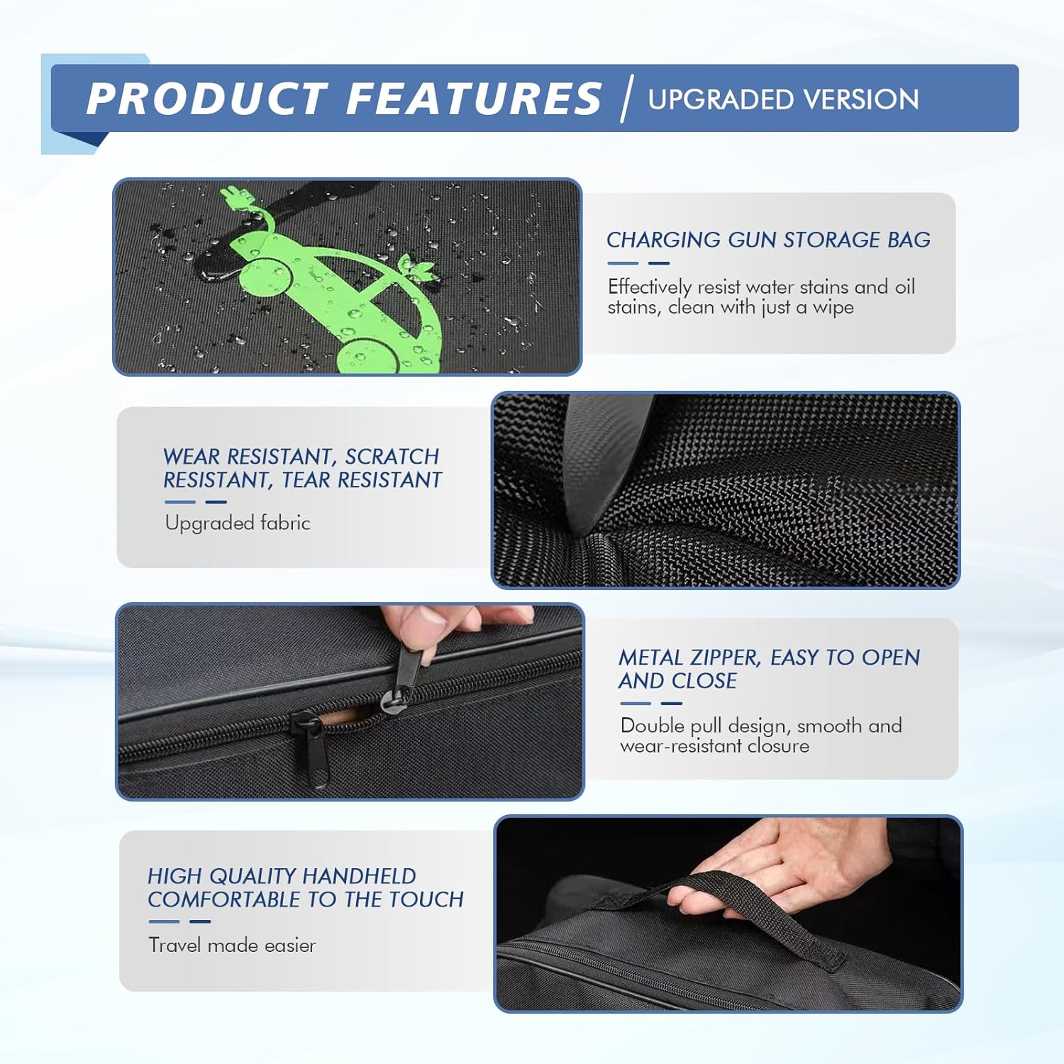 Car Boot Organiser, Cable Storage Box, Charging Cable Bag, Electric Car, Cable Box, Waterproof Car Accessories for Trunk, Garage, Travel, Camping (Square)