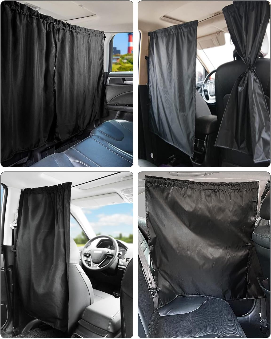 Car Divider Curtain -Black, Car Divider Privacy Curtains with Magic Sticker, Detachable Car Sun Blind Rear/Side Sunshade for Camping/SUV/Private Car, Car Camping Accessories Gear & Essentials