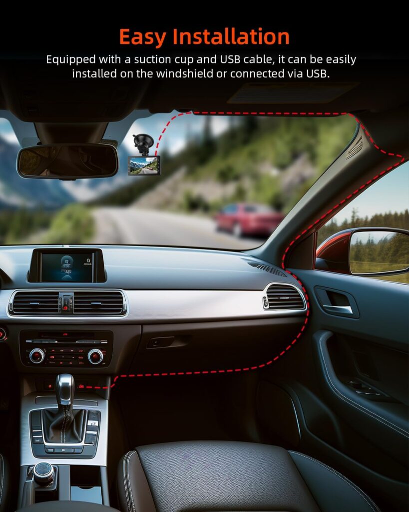 Car Front Dash Cam, 1080P FHD Dash Cam with Night Vision, WDR and 176° Wide Angle Car Camera, Inch IPS Screen, Loop Recording, G-Sensor, Motion Detection and Parking Mode, Includes 32G SD Card