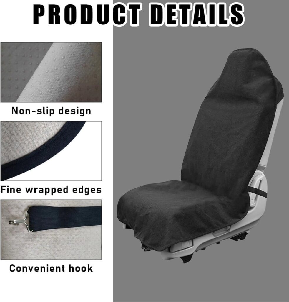 Car Seat Protector Front Seats Universal, Waterproof, Terry Cloth, Sweat Absorption, Universal Seat Covers, Car Seat Covers, Front Seats, Single Seat Covers, Accessories for Car Seats, Grey