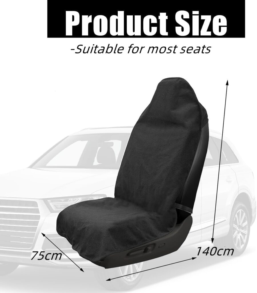 Car Seat Protector Front Seats Universal, Waterproof, Terry Cloth, Sweat Absorption, Universal Seat Covers, Car Seat Covers, Front Seats, Single Seat Covers, Accessories for Car Seats, Grey