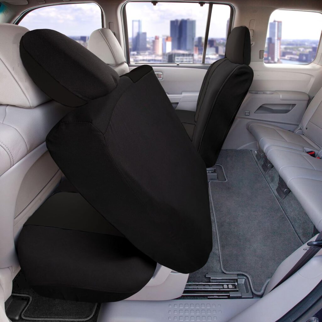 FH Group Back Seat Cloth Car Seat Cover - Universal Fit Rear Seat Covers for Cars with Rear Split Bench, Car Interior Accessories for SUV, Sedan, Van Pink