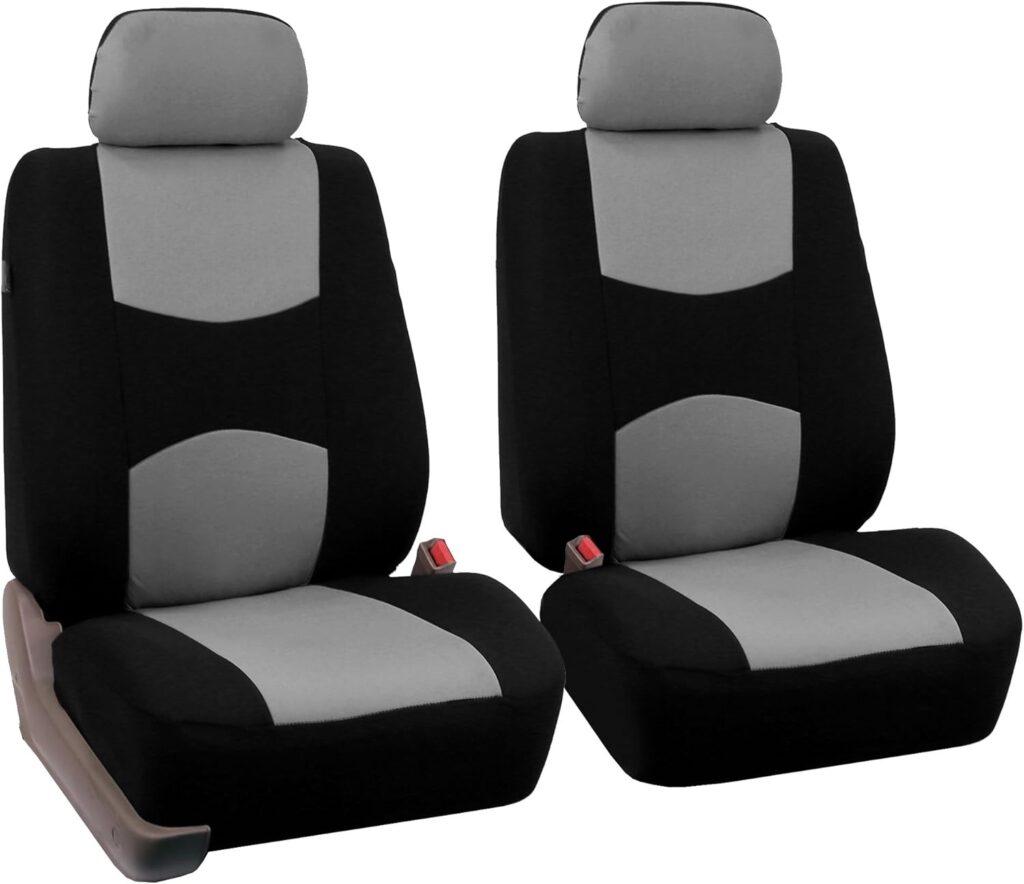 FH Group FB050BURGUNDY102 Universal Fit Flat Cloth Pair Bucket Seat Cover, Burgundy/Black