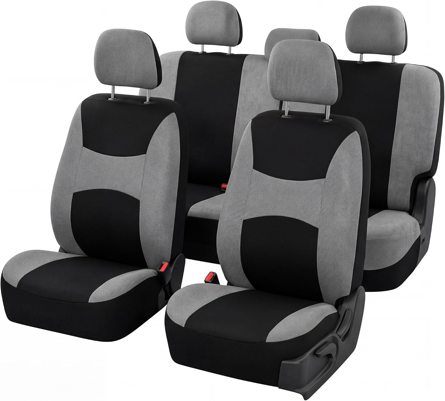 FH Group FB050BURGUNDY102 Universal Fit Flat Cloth Pair Bucket Seat Cover, Burgundy/Black