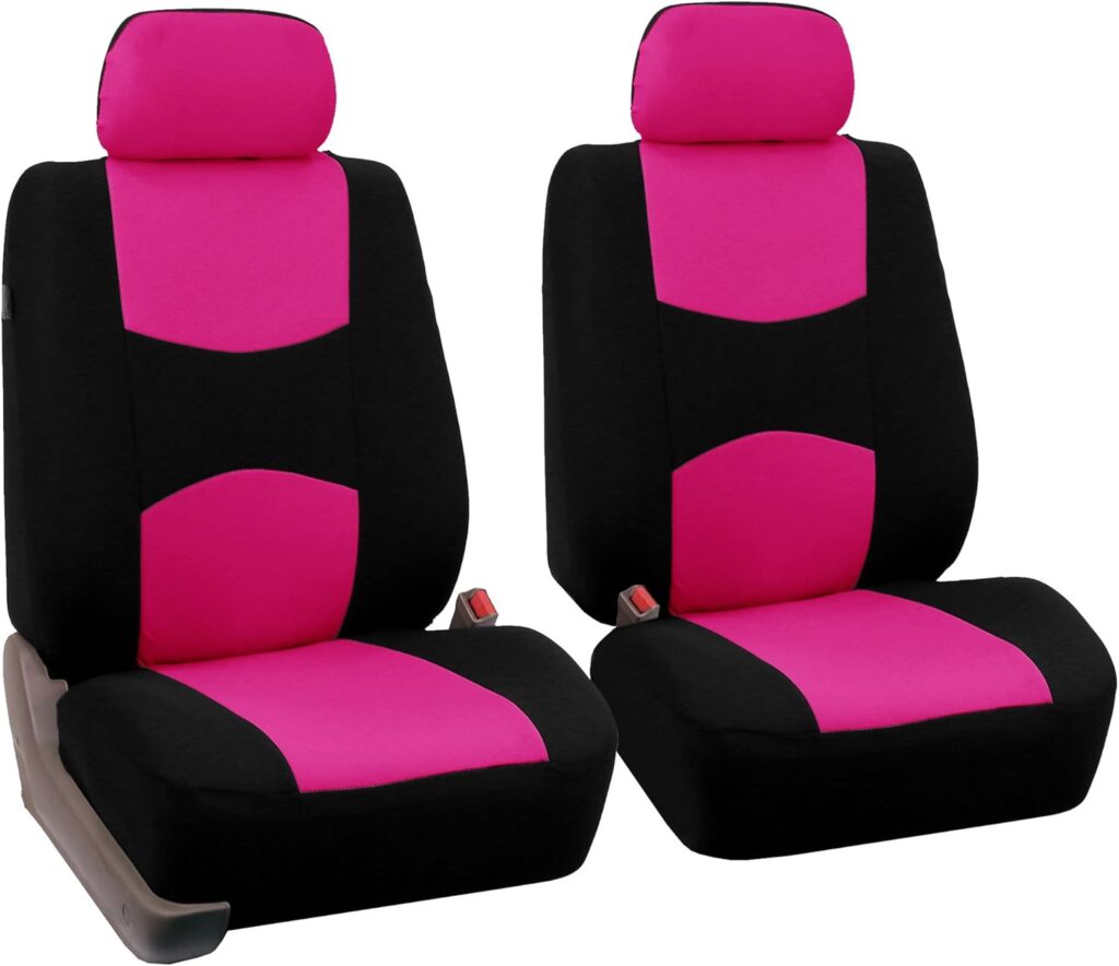 FH Group FB050BURGUNDY102 Universal Fit Flat Cloth Pair Bucket Seat Cover, Burgundy/Black