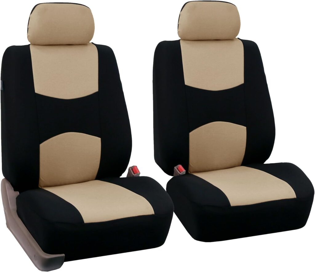 FH Group FB050BURGUNDY102 Universal Fit Flat Cloth Pair Bucket Seat Cover, Burgundy/Black