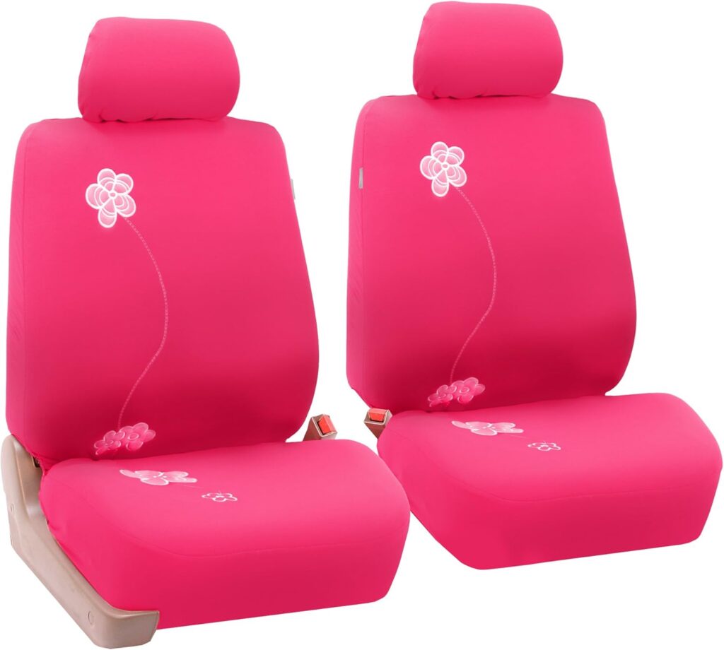 FH Group FB055114 Black Butterfly Embroidery Car Seat Cover (Full Set)