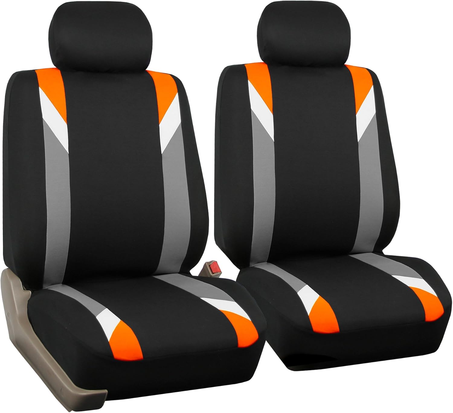 FH Group Front Set Cloth Car Seat Covers for Low Back Car Seats with Removable Headrest, Universal Fit, Airbag Compatible Car Seat Cover for SUV, Sedan, Van, Orange