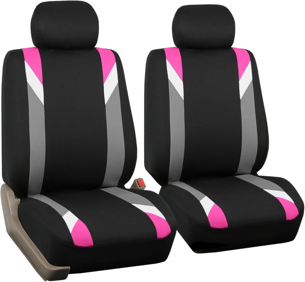 FH Group Front Set Cloth Car Seat Covers for Low Back Car Seats with Removable Headrest, Universal Fit, Airbag Compatible Car Seat Cover for SUV, Sedan, Van, Orange