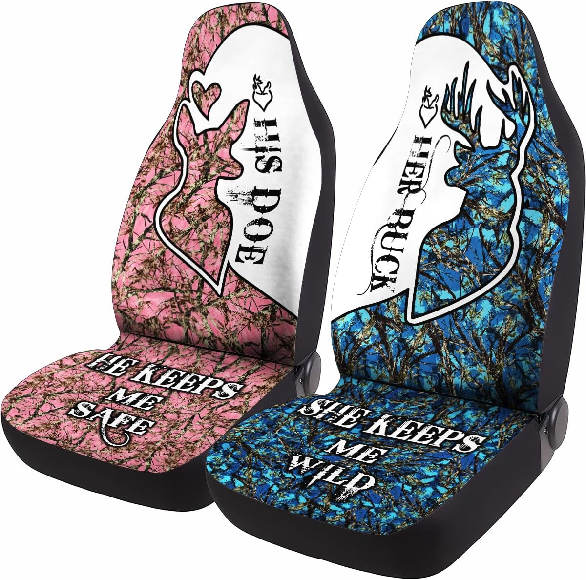 GENANY Horror Nightmare Skellington 2 Front Car Seat Covers for Car Truck SUV, Christmas Car Gifts, Durable Bucket Seat Cover, Protective Interior Decor