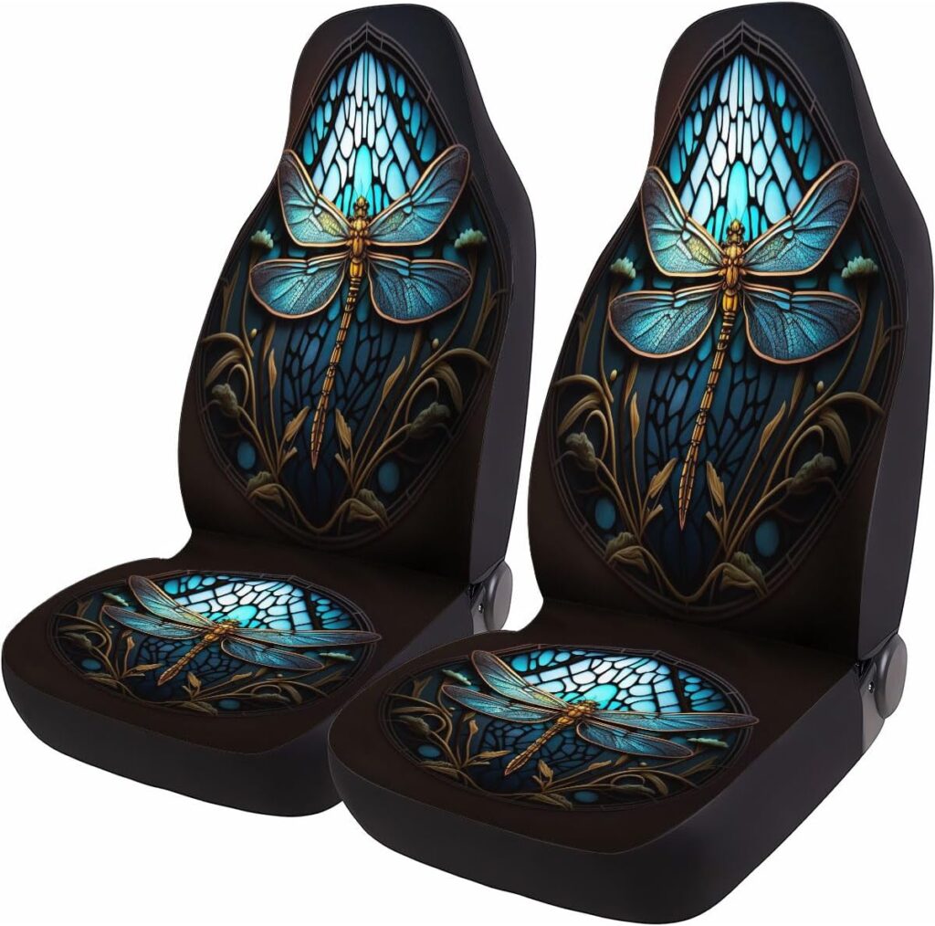 GENANY Moth Front Car Seat Covers for Car Truck Sedan SUV, Car Gifts, Butterfly Automotive Seat Covers, Breathable Bucket Seat Covers, Protective Interior Accessory