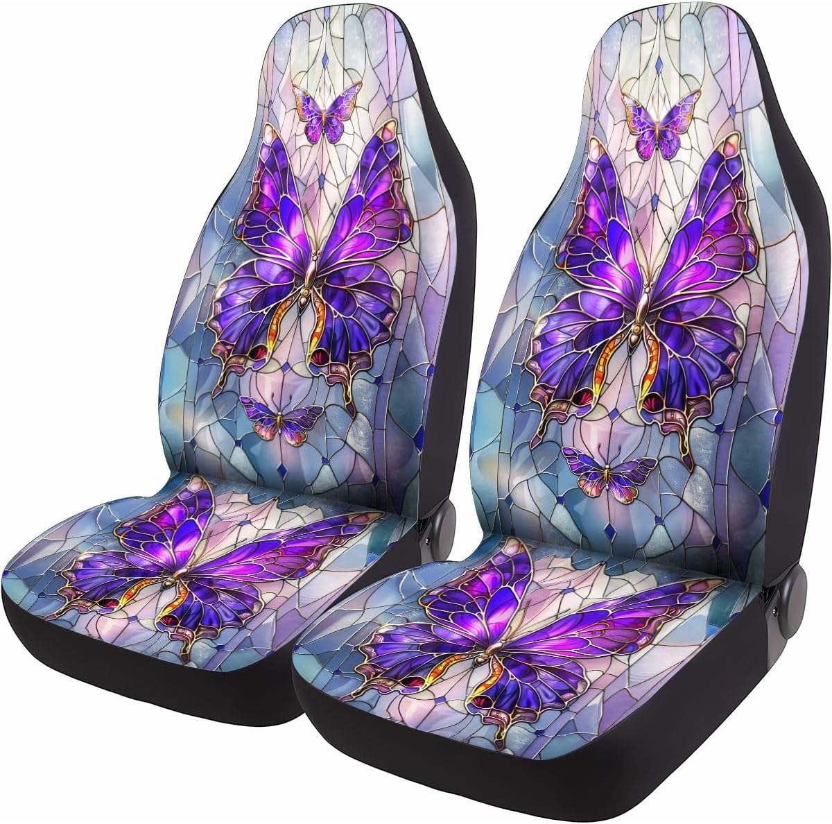 GENANY Moth 2 Front Car Seat Covers for Car Truck Sedan SUV, Car Gifts, Butterfly Automotive Seat Covers, Breathable Bucket Seat Covers, Protective Interior Accessory