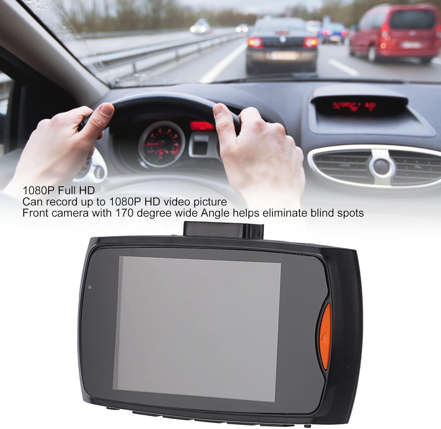 Goshyda Dash Cam 1080P FHD Car Camera, 6 Fill Lights, 170° Wide Angle, 2.4 Inch Screen Dash Cams, Supports Gravity Sensor, Lane Offset, Collision Sensor, Motion Detection