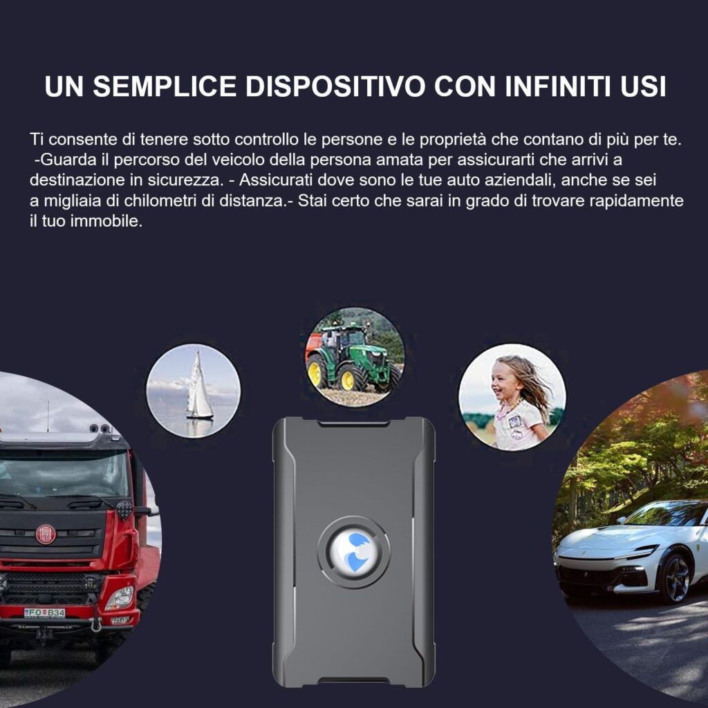 GPS Tracker for Car, Motorcycle and Dogs, Days Standby 6000mAh Anti-Theft Alarm, Global Real Time Tracking, SIM Card, Free App, Hidden GPS Tracker
