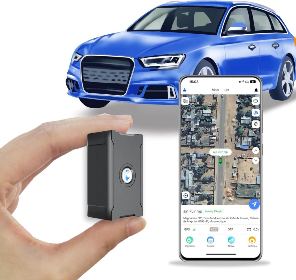 GPS Tracker for Car Motorcycle Standby Days 6000mAh Anti-Theft Alarm, Global Real Time Location - Free SIM Card, App Included, Subscription Required