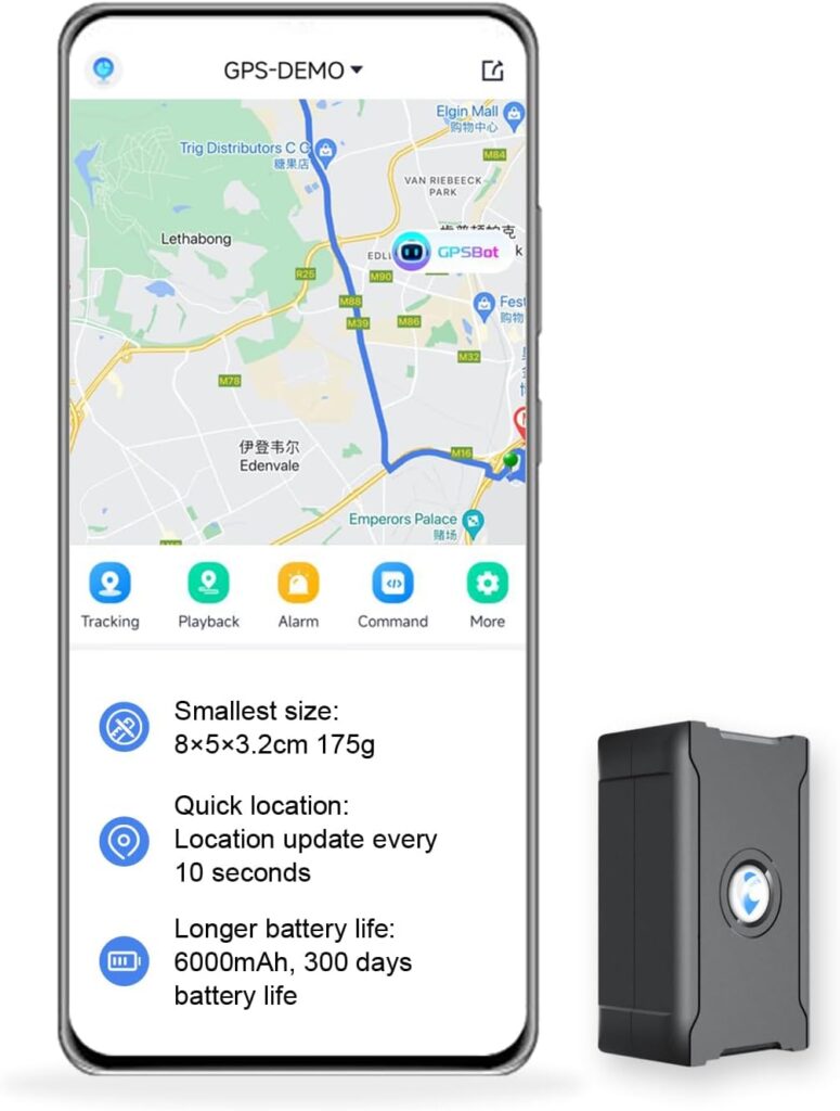 GPS Tracker for Car Motorcycle Standby Days 6000mAh Anti-Theft Alarm, Global Real Time Location - Free SIM Card, App Included, Subscription Required