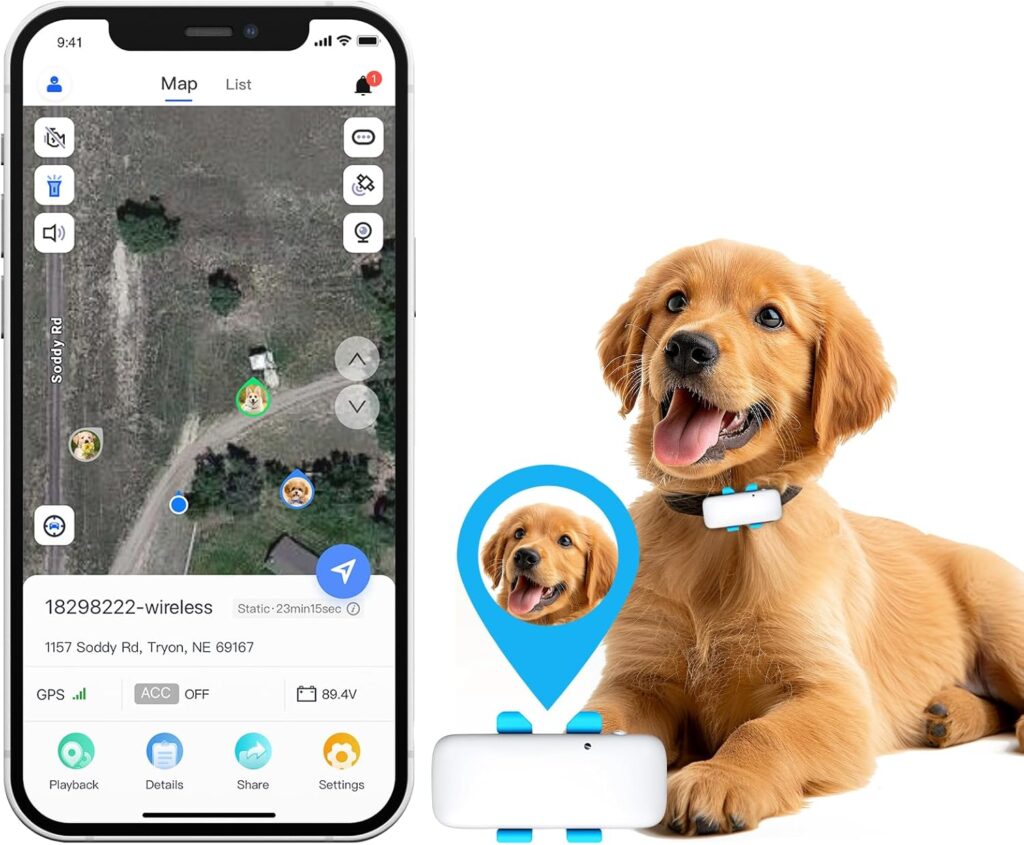 GPS Tracker for Dogs, 4G Dog Tracker, Time-Tracking, Virtual Fence, 100% Waterproof Pet Tracker, Tracking Device for Runaway Cats