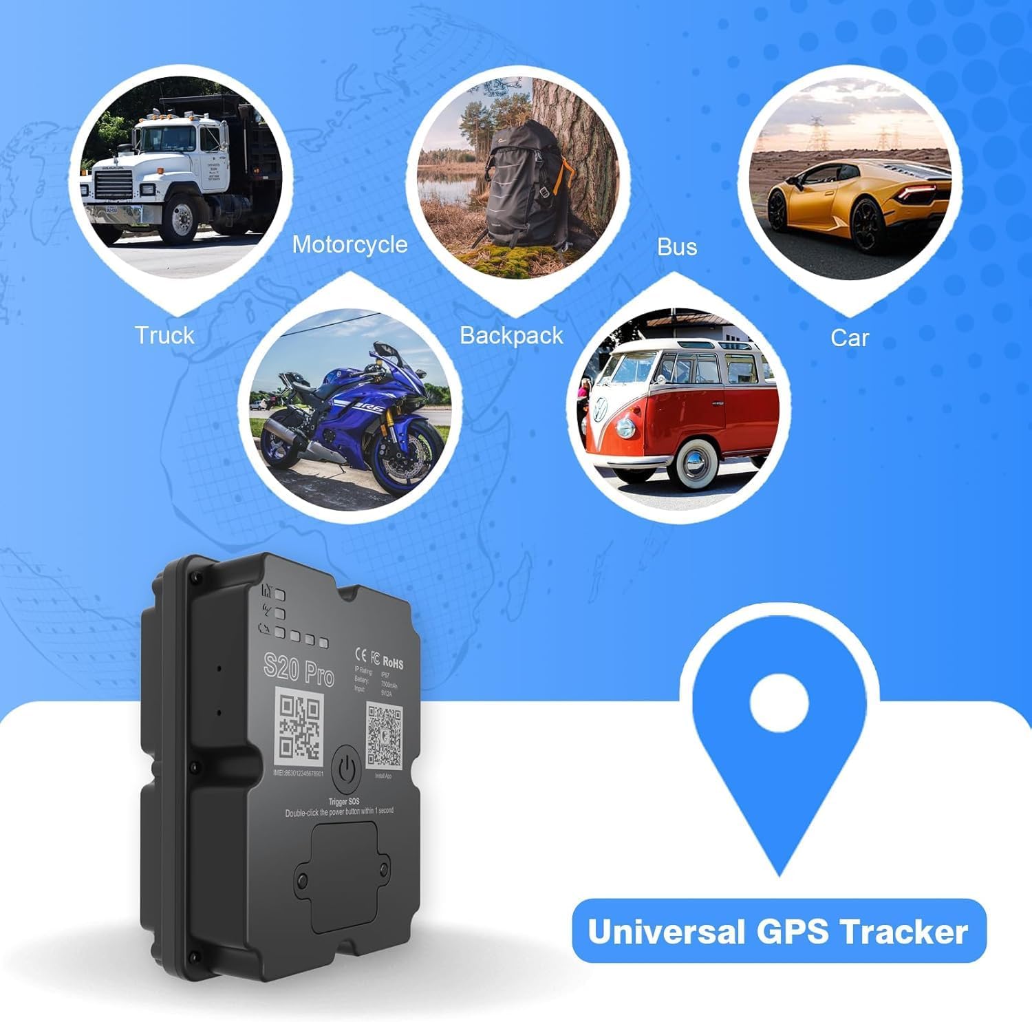 GPS Tracker Power Finder – Car Tracker up to 90 Days Battery Life, Magnetic GPS Tracking for Cars, Boats or Trucks, Tracking Device for Vehicles with Location, Route & Speed Monitoring