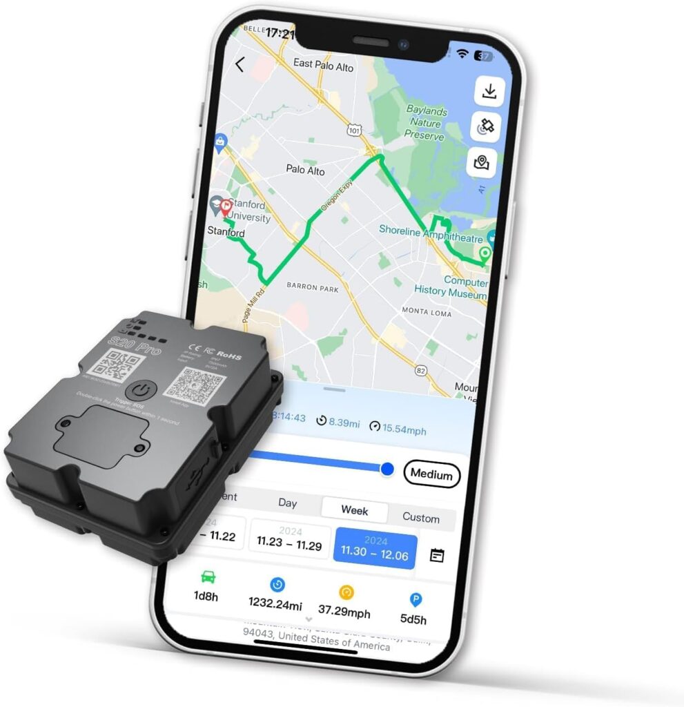 GPS Tracker Power Finder - Car Tracker up to Days Battery Life, Magnetic GPS Tracking for Cars, Boats or Trucks, Tracking Device for Vehicles with Location, Route  Speed Monitoring