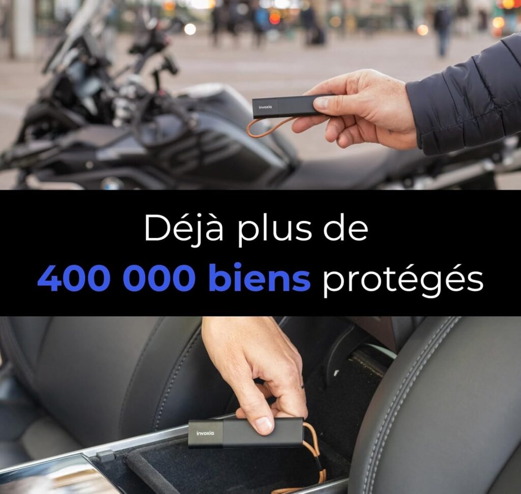 Invoxia GPS Tracker - for Vehicle, Car, Motorcycle, Bike, Senior, Kid, Belongings - Up to Months of Battery Life - SIM Year Data Plan Included - Light, Discrete - 4G  5G LTE-M, Black