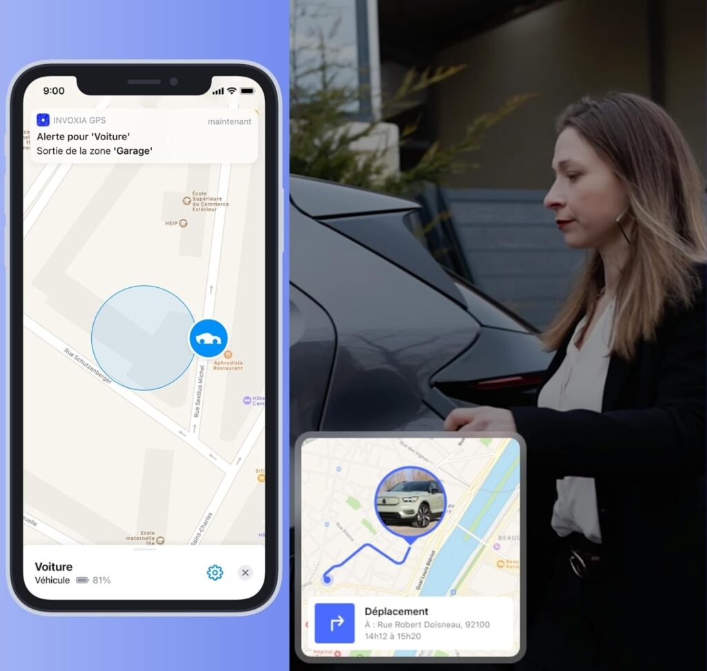 Invoxia GPS Tracker - for Vehicle, Car, Motorcycle, Bike, Senior, Kid, Belongings - Up to Months of Battery Life - SIM Year Data Plan Included - Light, Discrete - 4G  5G LTE-M, Black