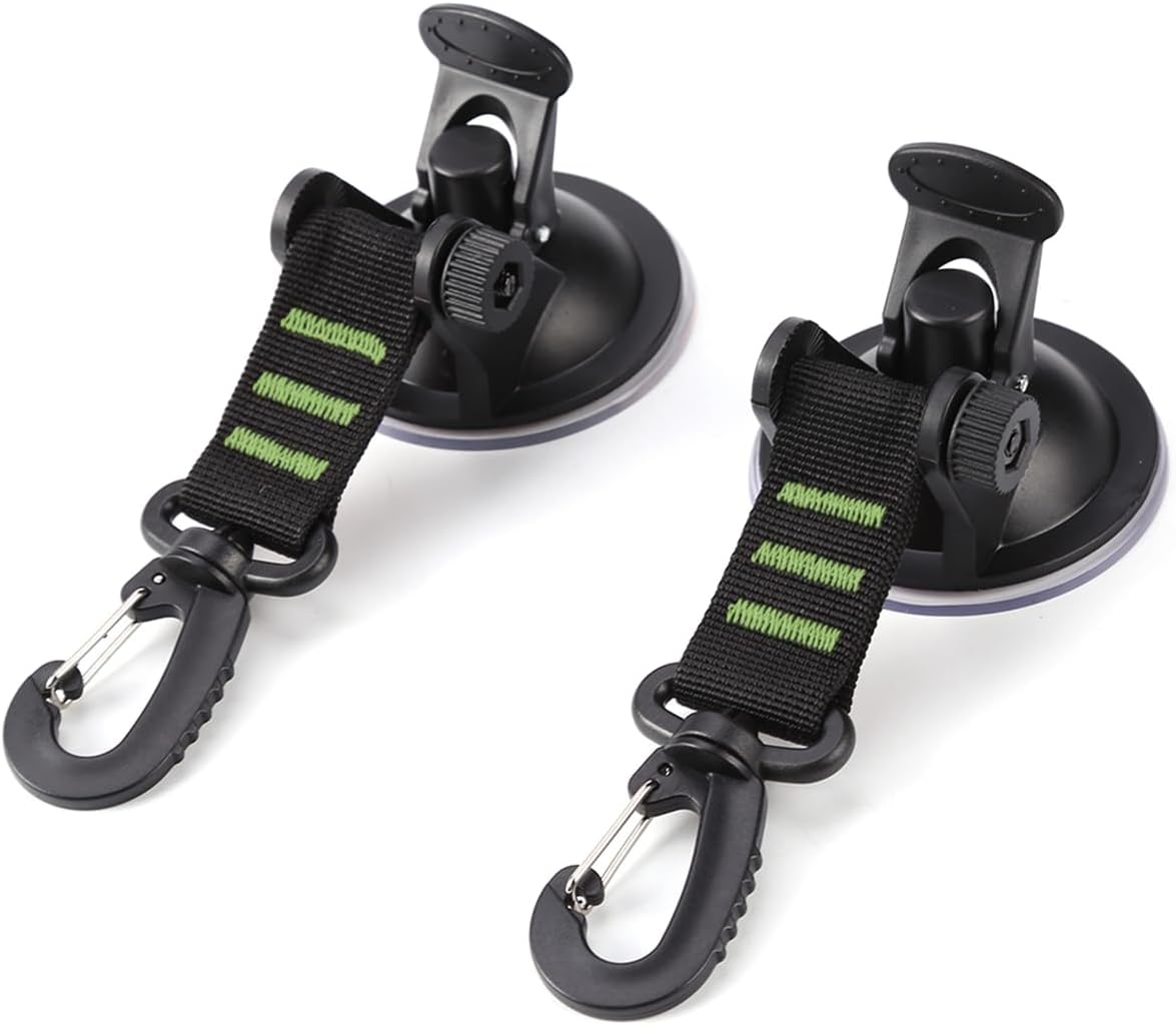 JNNJ 4 Pieces Suction Cup Camping Set, Suction Cup Attachment Hook for Car, Suction Cup Anchor with Attachment Hook Tying for Car Side Awnings Camping (Green)