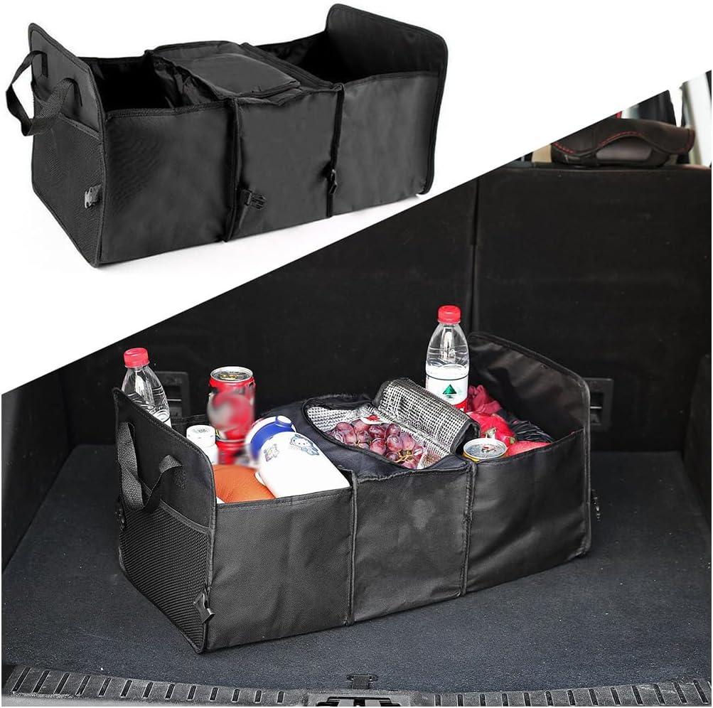 JNNJ Car Storage Box, Waterproof Folding Lid, Car Boot Organiser, Insulated Cool Bag, Car Universal Interior Insulation Accessories for Travel, Shopping, Camping, Sports (Black)