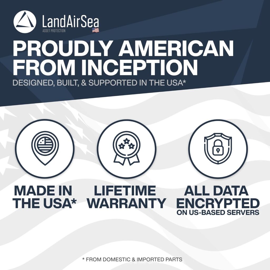 LandAirSea GPS Tracker - USA Manufactured, Waterproof Magnet Mount. Full Global Coverage. 4G LTE Real-Time Tracking for Vehicle, Asset, Fleet, Elderly and More. Subscription is Required.