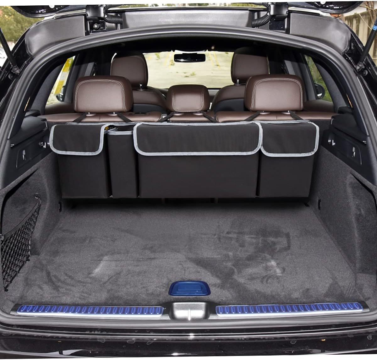 Multiple Compartments Car Organiser Boot Organiser Boot Organiser Boot Oxford Fabric Waterproof Removable Boot Bag for Travel Camping (Black)