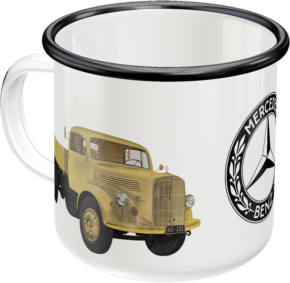 Nostalgic-Art Retro Enamel Mug 360ml Daimler Truck – Models – Gift Idea for Car Accessories Fans Camping Mug Vintage Design