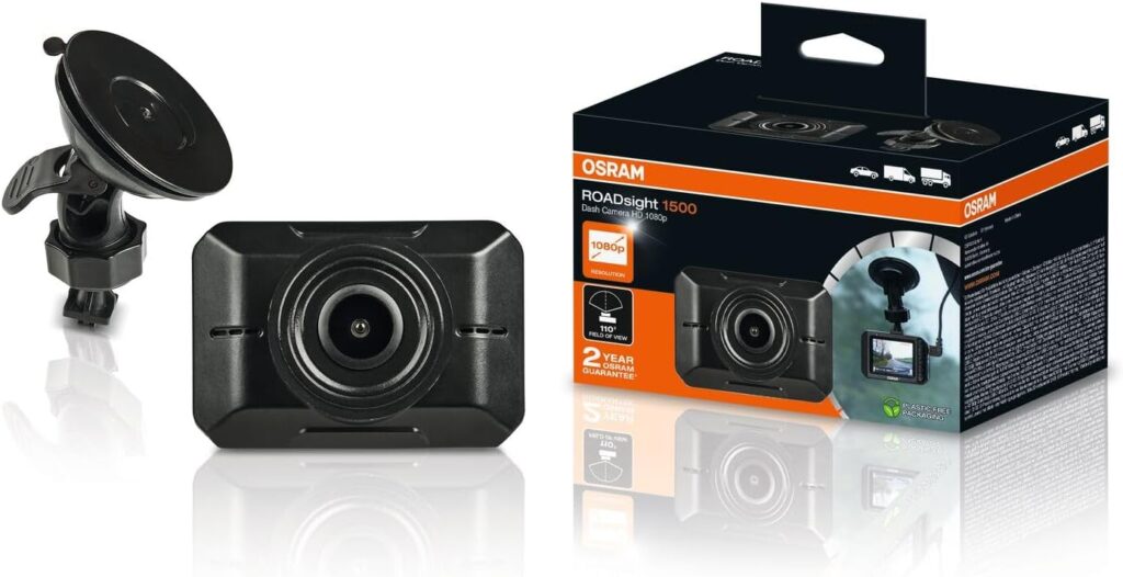 OSRAM ROADsight Dash Cam 1080P HD Display 110° Wide Angle G-Sensor 30fps Micro SD Card Slot