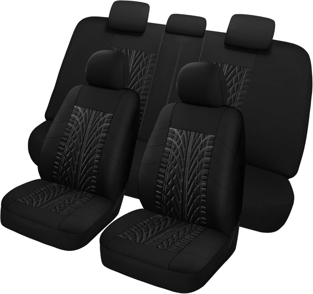 Pariitadin Car Seat Covers Full Set, Washable and Breathable Premium Cloth Automotive Vehicle Seat Cover for Car Interior, Universal Fit for Most Cars, Sedan, Truck, SUV(Black)