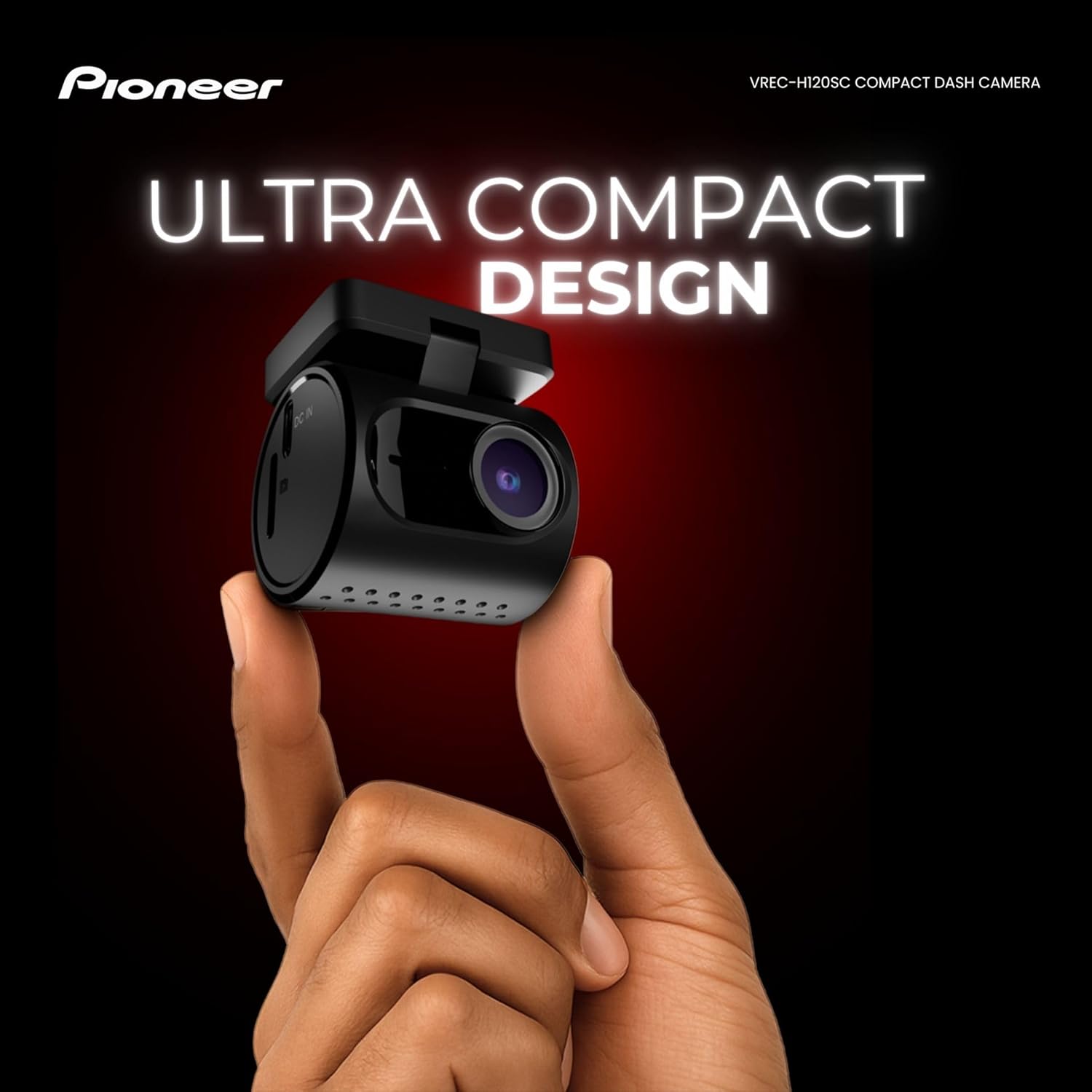 Pioneer VREC-H120SC Dashcam: 1-Channel Front Camera with 1.5K Resolution, 120° Wide Angle, WiFi Function, G-Sensor and Pioneer ai.Sense App