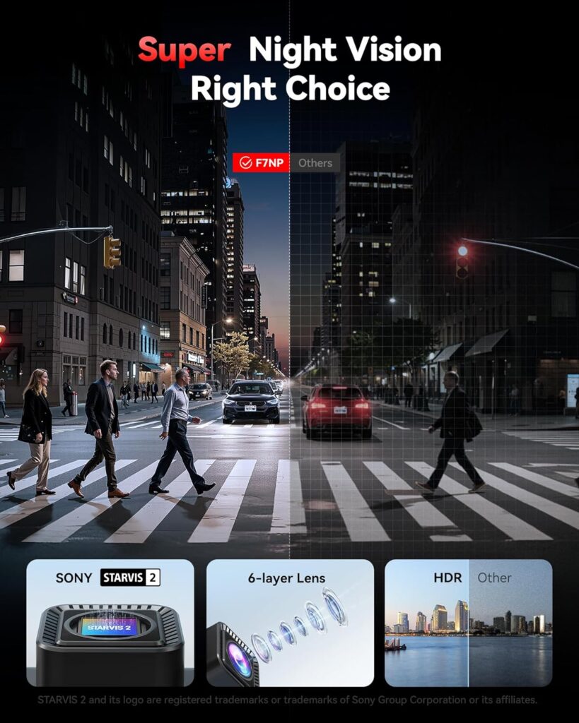 REDTIGER F7NP+CPL, 4K Dash Cam Front Rear, STARVIS Sensor, 128GB Card Included, 5.8GHz WiFi-20MB/s Fast Download, Dash Camera for Cars with GPS, WDR Night Vision, 170°Wide Angle